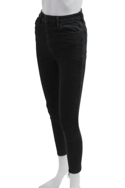 Hidden Womens Skinny Ankle Jeans Black Button Mid Rise Size 26