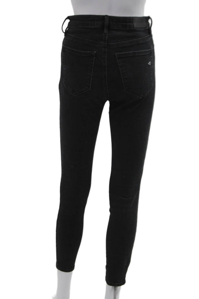 Hidden Womens Skinny Ankle Jeans Black Button Mid Rise Size 26