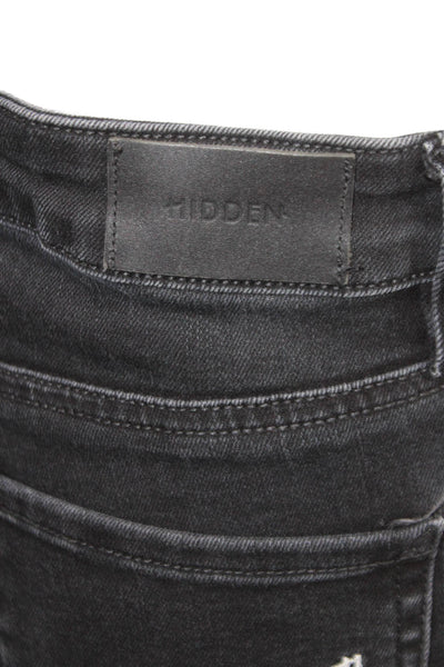 Hidden Womens Skinny Ankle Jeans Black Button Mid Rise Size 26