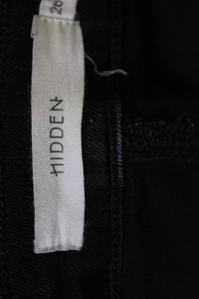 Hidden Womens Skinny Ankle Jeans Black Button Mid Rise Size 26