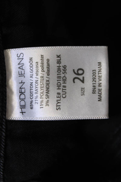 Hidden Womens Skinny Ankle Jeans Black Button Mid Rise Size 26