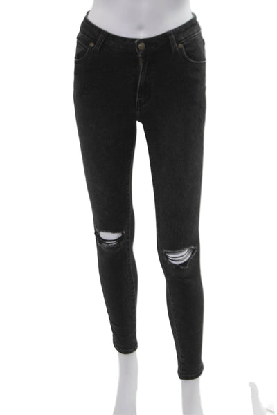 Rollas Womens Skinny Jegging Jeans Black Mid Rise Button Size 26