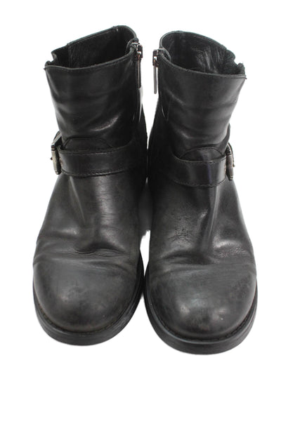 Aquatalia Womens Side Zip Block Heel Ankle Boots Black Leather Size 7
