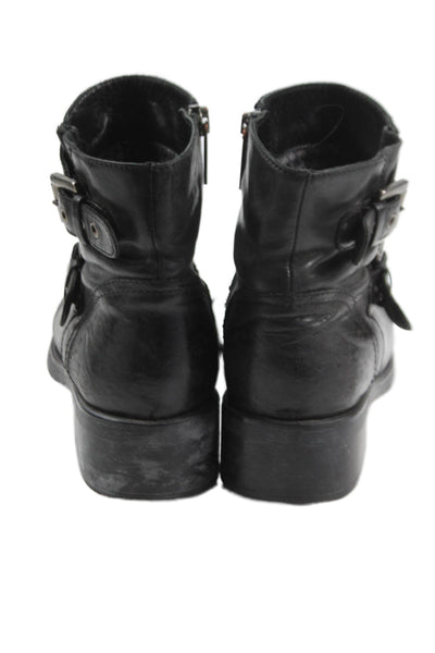 Aquatalia Womens Side Zip Block Heel Ankle Boots Black Leather Size 7