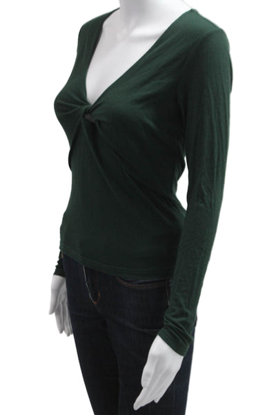 Z Supply Women Green V Neck Long Sleeve Top Polyester Elastane Size S