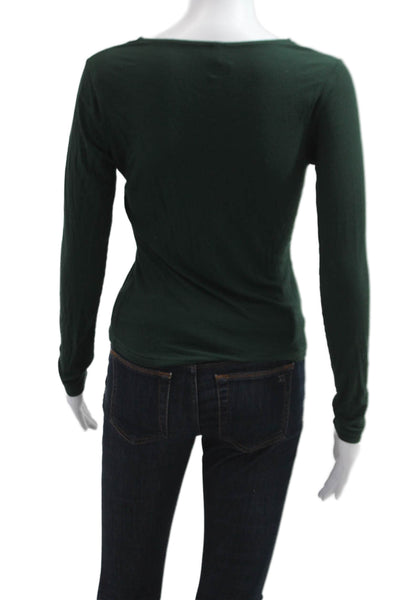 Z Supply Women Green V Neck Long Sleeve Top Polyester Elastane Size S