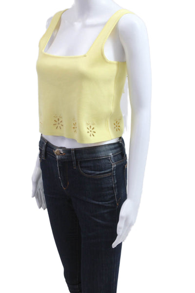 Zara Womens Cropped Sleeveless Tank Yellow Square Neck Size S