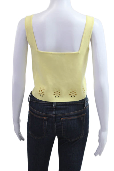 Zara Womens Cropped Sleeveless Tank Yellow Square Neck Size S