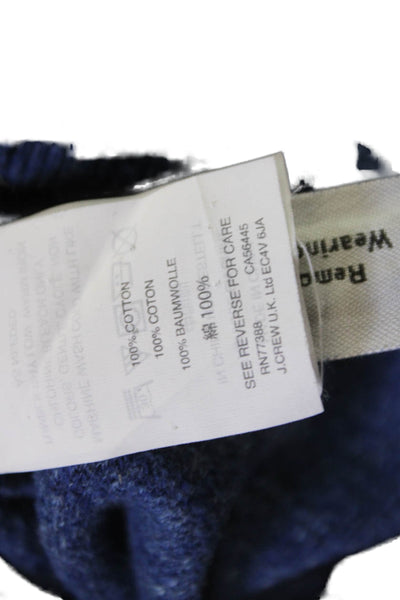 J Crew Womens Blue Mock Neck Cotton Pullover Sweater Zip Long Sleeve Size L