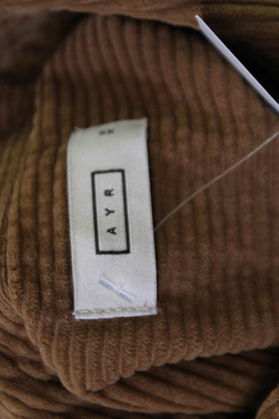 AYR Women Striped Cotton Collared Button-Up Long Sleeve Brown Size XS