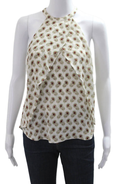 ALC Womens Silk Paisley High Neck Sleeveless Tank Top Hook & Eye Size 2
