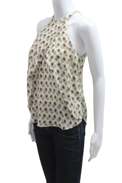 ALC Womens Silk Paisley High Neck Sleeveless Tank Top Hook & Eye Size 2