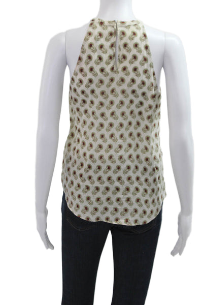 ALC Womens Silk Paisley High Neck Sleeveless Tank Top Hook & Eye Size 2