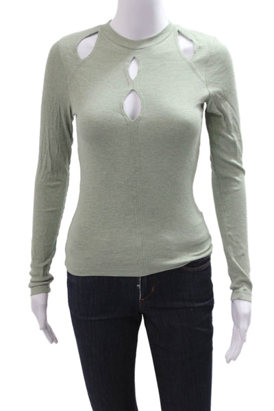 LNA Womens Green Long Sleeve Crew Neck Top Size XS