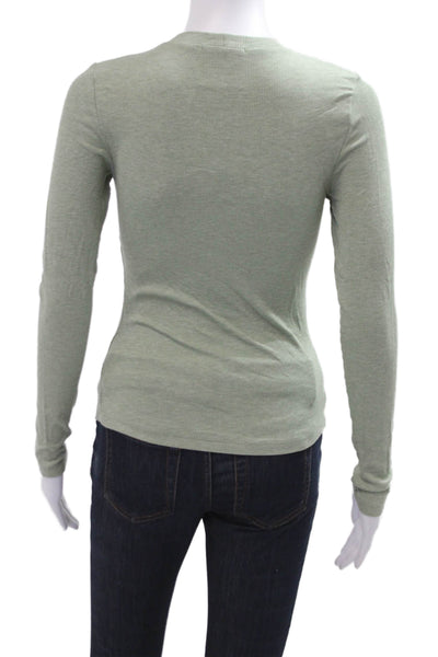 LNA Womens Green Long Sleeve Crew Neck Top Size XS