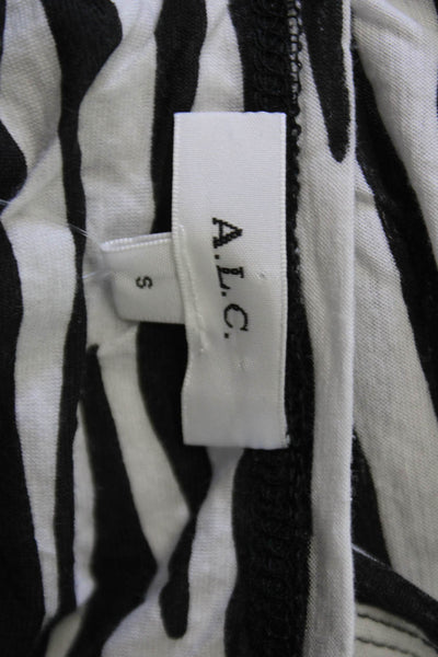 ALC Womens Basic Animal Print Cotton Crew Neck T-Shirt Short Sleeve Size S