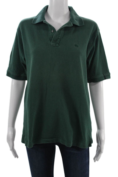 Burberry Mens Green Collared Cotton Polo Short Sleeve Designer Size S