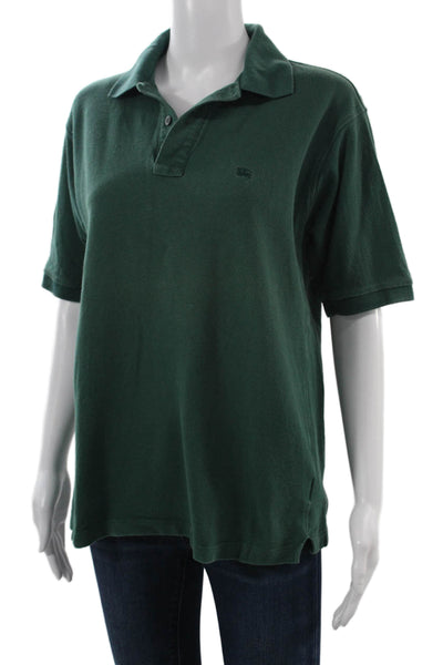 Burberry Mens Green Collared Cotton Polo Short Sleeve Designer Size S