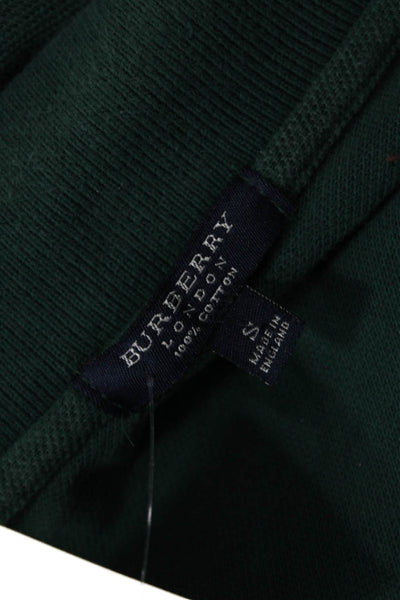 Burberry Mens Green Collared Cotton Polo Short Sleeve Designer Size S