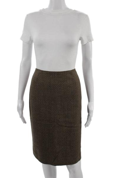 Dana Buchman Women Herringbone Wool Cashmere Pencil Skirt Knee Brown Size 6