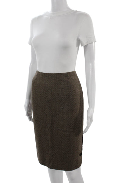 Dana Buchman Women Herringbone Wool Cashmere Pencil Skirt Knee Brown Size 6