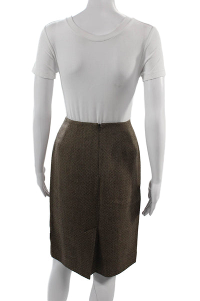 Dana Buchman Women Herringbone Wool Cashmere Pencil Skirt Knee Brown Size 6