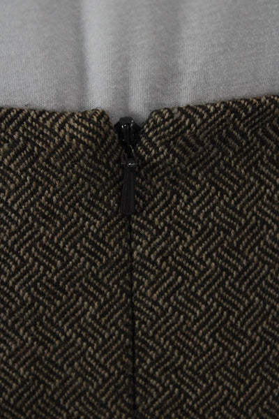 Dana Buchman Women Herringbone Wool Cashmere Pencil Skirt Knee Brown Size 6