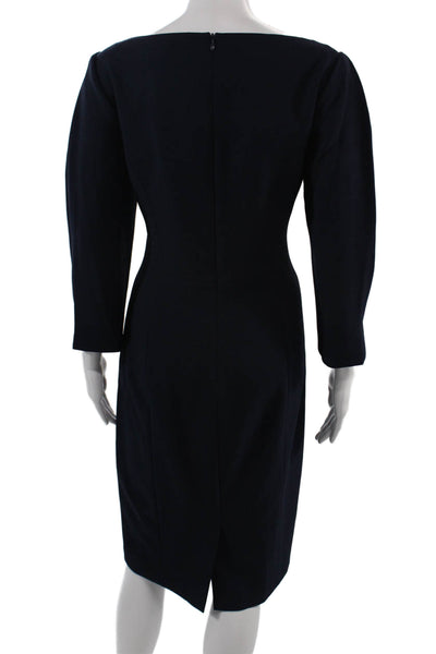 Eliza J Women Sheath Dress Dark Blue 3/4 Sleeve Knee Length Zip Size 10