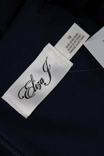 Eliza J Women Sheath Dress Dark Blue 3/4 Sleeve Knee Length Zip Size 10