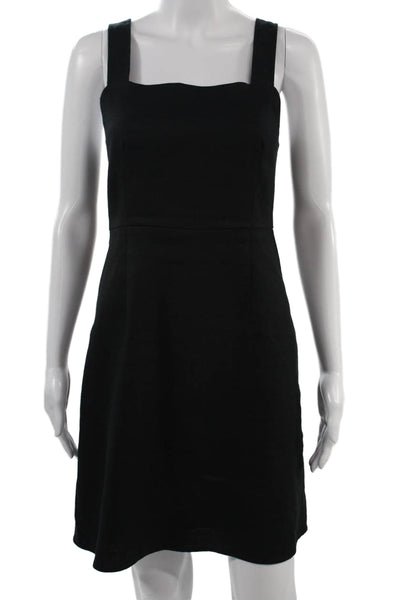 J Crew Womens A-Line Tank Dress Black Square Neck Knee-Length Size 8