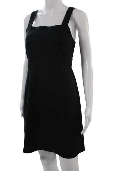 J Crew Womens A-Line Tank Dress Black Square Neck Knee-Length Size 8