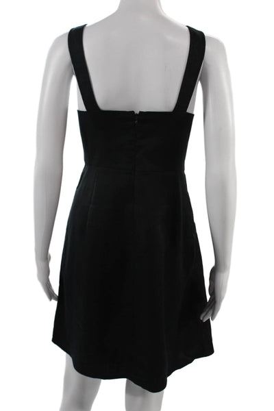 J Crew Womens A-Line Tank Dress Black Square Neck Knee-Length Size 8