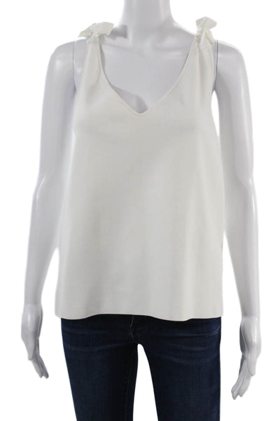 Milly Womens White V Neck Sleeveless Camisole Tie Closure Viscose Size M