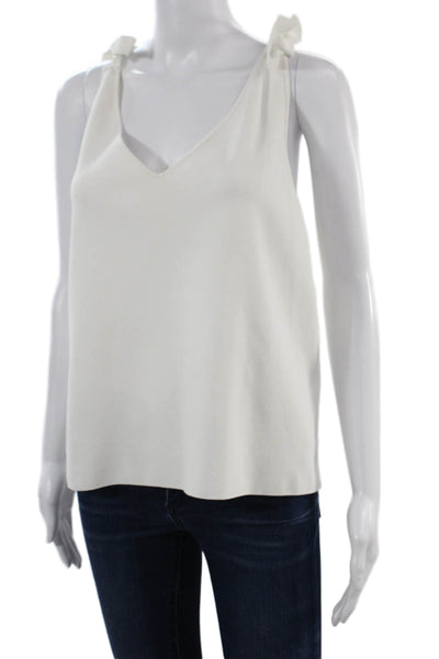 Milly Womens White V Neck Sleeveless Camisole Tie Closure Viscose Size M