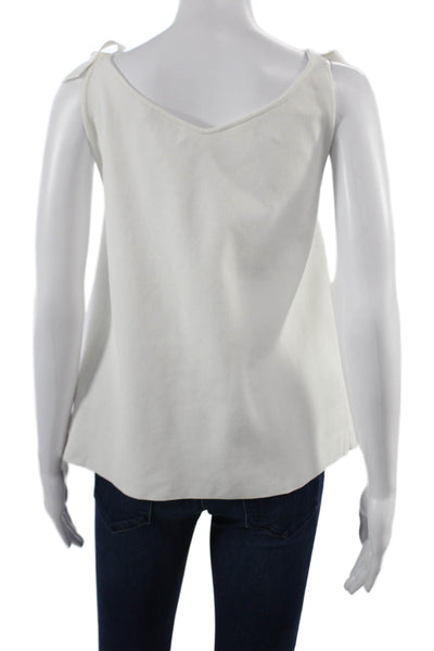 Milly Womens White V Neck Sleeveless Camisole Tie Closure Viscose Size M