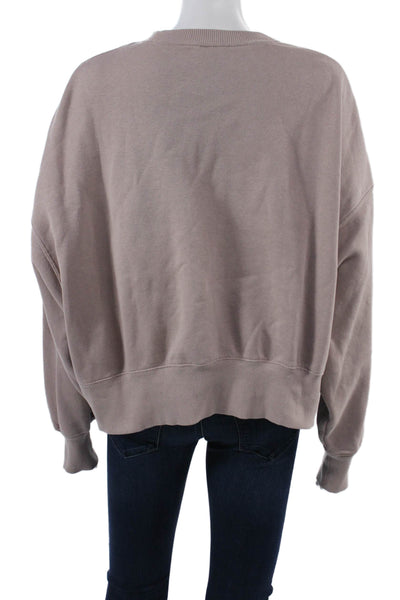 Nike Women Pullover Sweatshirt Beige Crew Neck Long Sleeve Size M
