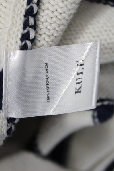 Kule Women Basic White Cotton Striped Nautical Round Neck Tank Size L
