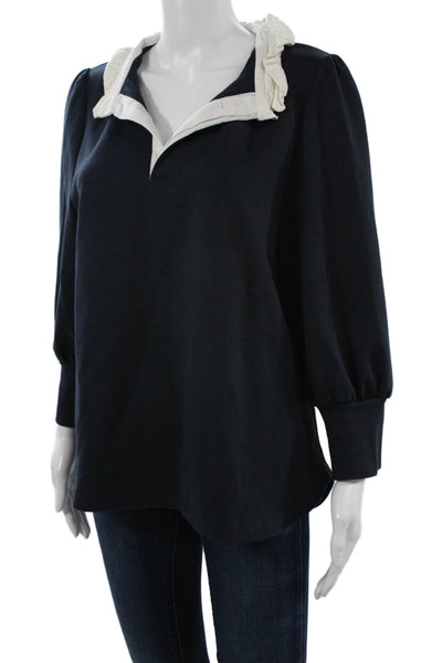 Pomander Place Womens Dark Blue Collared Button Tunic Long Sleeve Size L