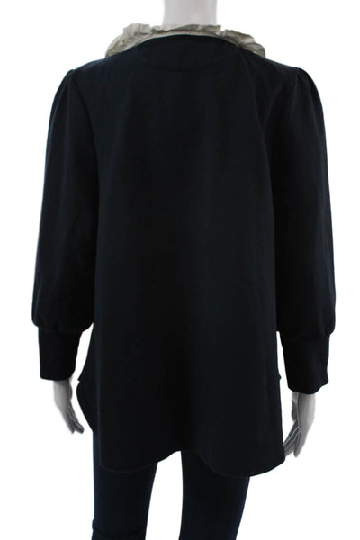 Pomander Place Womens Dark Blue Collared Button Tunic Long Sleeve Size L