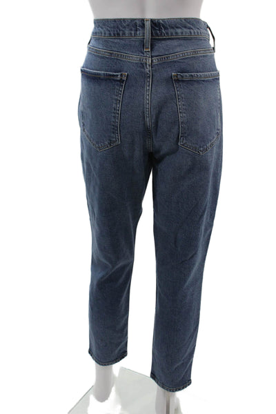 Agolde Womens Ankle Mom Tapered Jeans Dark Blue High Rise Button Size 29