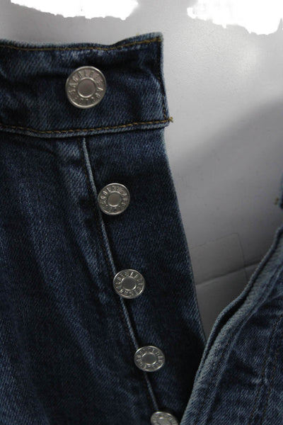 Agolde Womens Ankle Mom Tapered Jeans Dark Blue High Rise Button Size 29