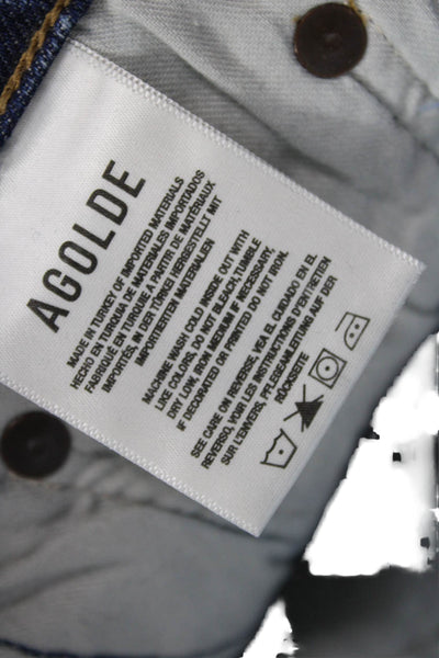 Agolde Womens Ankle Mom Tapered Jeans Dark Blue High Rise Button Size 29