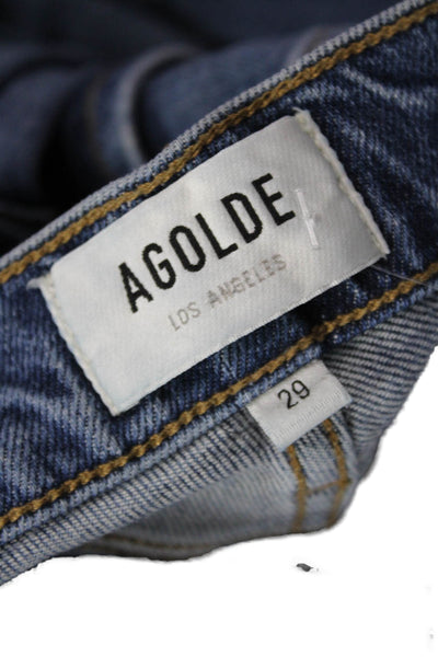 Agolde Womens Ankle Mom Tapered Jeans Dark Blue High Rise Button Size 29