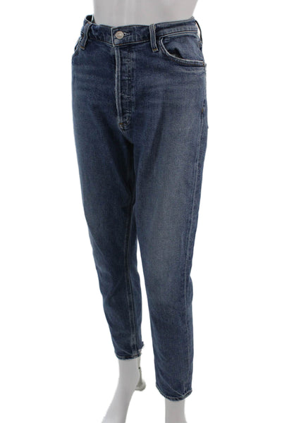 Agolde Womens Cropped Mom Jeans Dark Blue Size 30