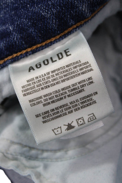 Agolde Womens Cropped Mom Jeans Dark Blue Size 30