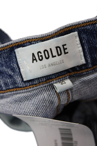 Agolde Womens Cropped Mom Jeans Dark Blue Size 30