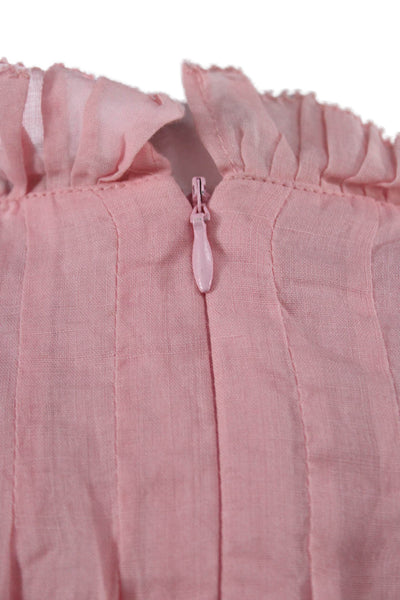Sea New York Women A-Line Sundress Pink Ramie Short Sleeve Knee Length Size 10