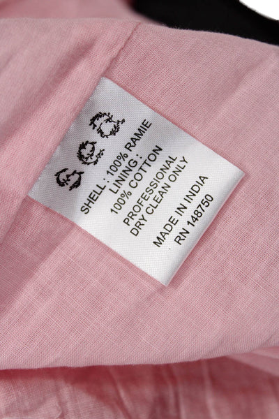 Sea New York Women A-Line Sundress Pink Ramie Short Sleeve Knee Length Size 10