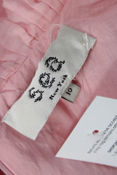 Sea New York Women A-Line Sundress Pink Ramie Short Sleeve Knee Length Size 10
