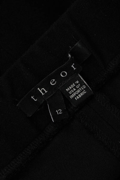 Theory Womens Cropped Ankle Pants Black Polyester Viscose Blend Size 12